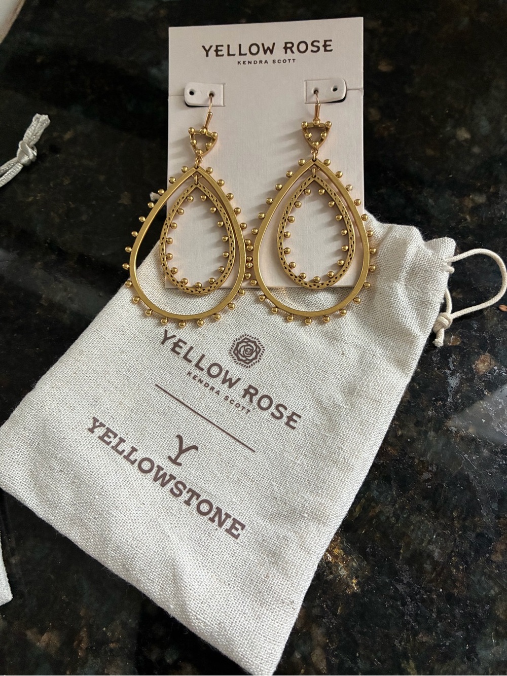 Kendra Scott vintage gold Rumer earrings from the Yellow Rose collection